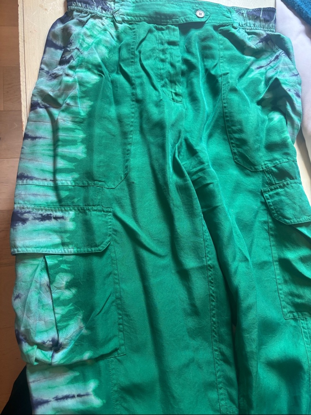 Raquel Allegra Green Tie-Dye Cargo Trousers